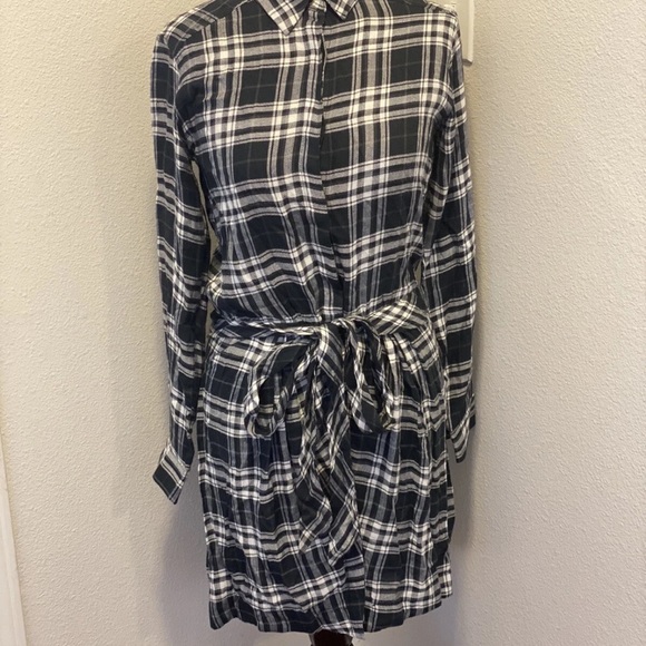 REVOLVE HEARTLOOM KASEY DRESS PLAID SHIRTDRESS BLACK WHITE TIE WAIST XS NEW $120 - Picture 5 of 11